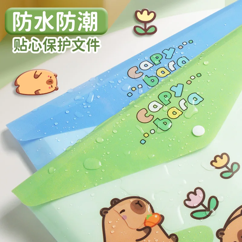 Imagem -05 - Kawaii Capivara Pvc Documento Bolsa Titular para Arquivo a4 Gato Bonito Lápis Case Animal Bolsa de Papelaria Escritório e Material Escolar 15 Peças Lote