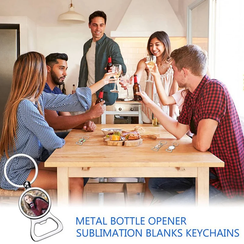 30X Sublimation Blanks Keychains Metal Bottle Opener Heat Transfer Sublimation Keychains