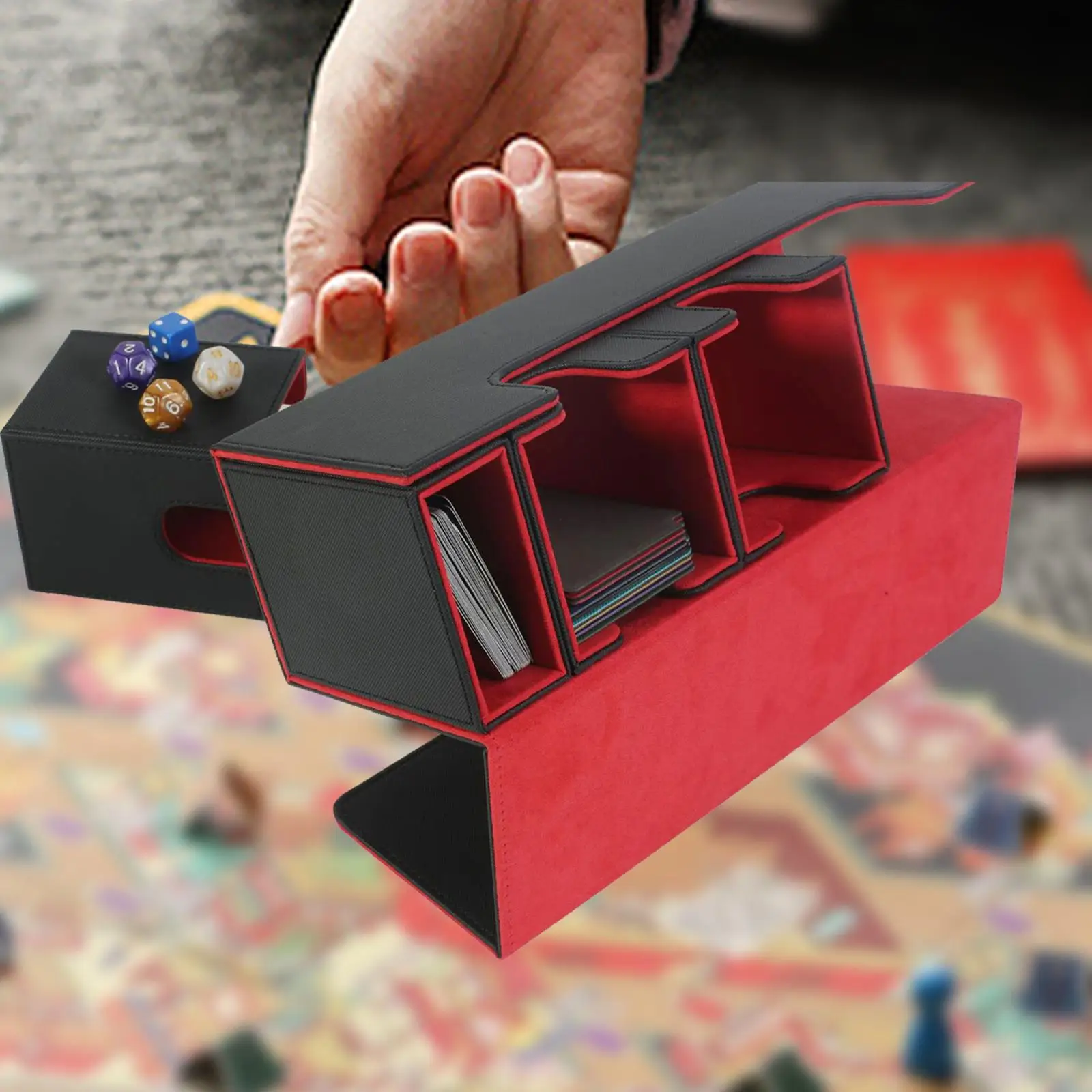 Card Deck Case Collectible Game Card Box Waterproof PU Leather Multipurpose