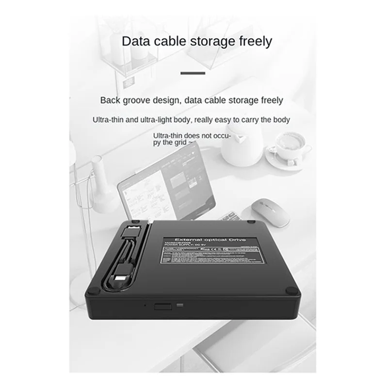 B04B-External DVD Drive USB 3.0 Portable Optical Drives CD DVD Burner Player Reader For Laptop