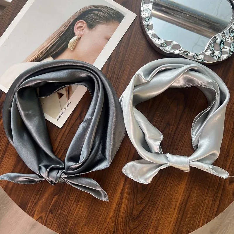 y2k 女性バンダナスカーフファッションスクエアヘッドスカーフパンクスタイルケバケバシルバーヘッドバンドヘアアクセサリー女性女の子