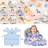 581F 8M to 5T Baby Bib with Highchair Tray Coverage Sleeve Soft Water Proofing and Machine Washable for Self Feeding Toddler