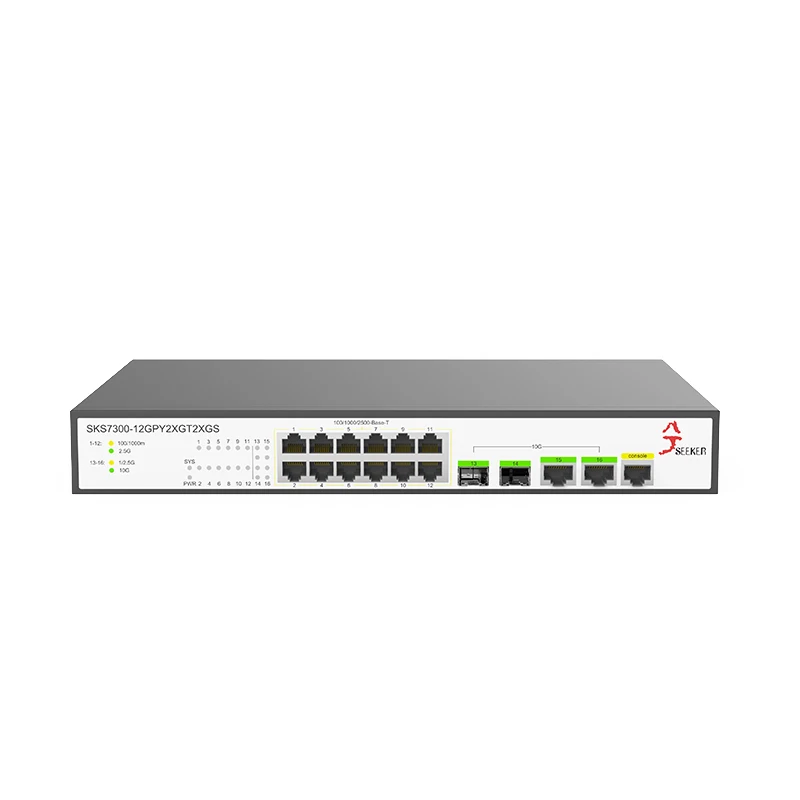 XikeStor 16 Port 2.5G L2 Managed Switch with 12 2.5G RJ45 2 10G RJ45 2 10G SFP+ for VLAN Division Port Trunk WEB/CLI Management