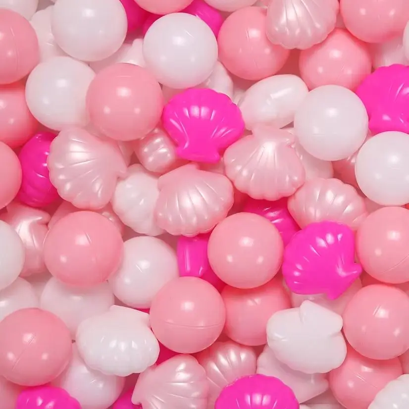COLOBOBO 100pcs Pink Shell&Round Balls BPA Free Soft Plastic Ball Pit Balls for Outdoor Tents Toy Children's Gifts Party Decor