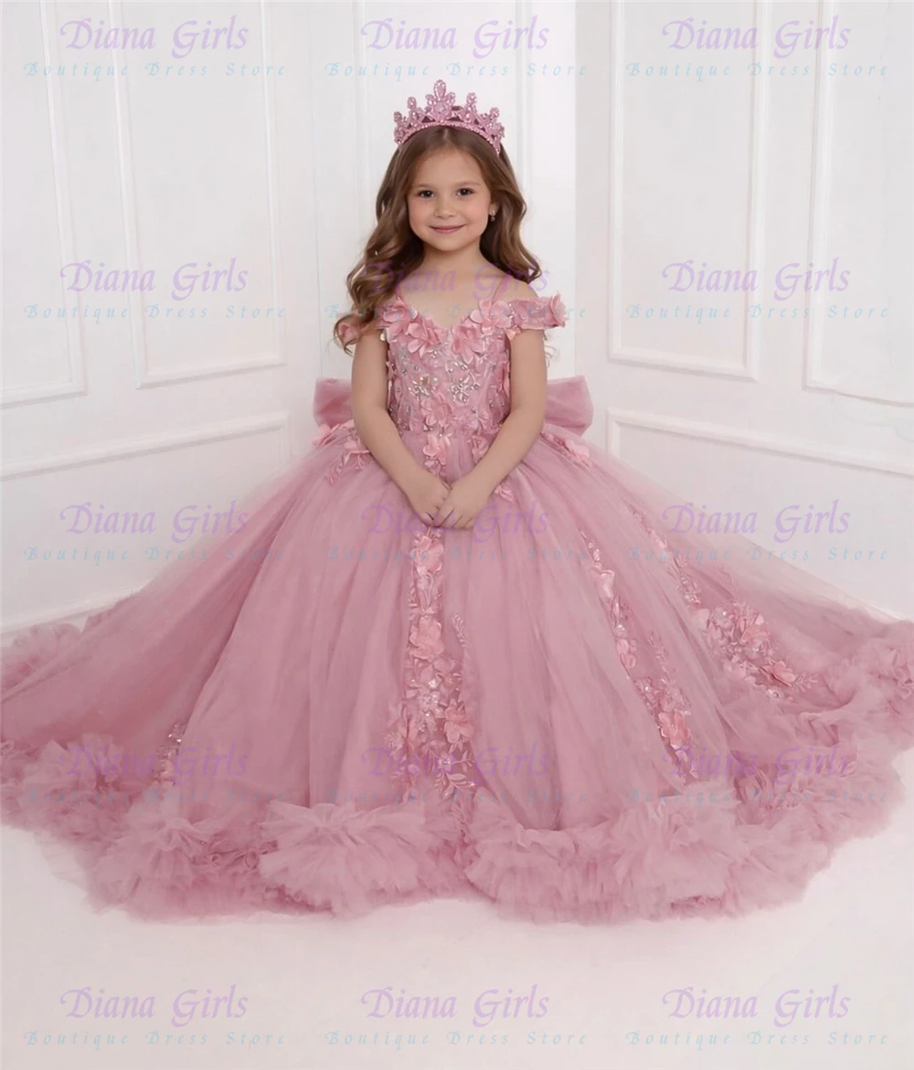 

Quality Gorgeous Lavender Tulle Fluffy with Applique Flower Girl Dress for Wedding Birthday Party Birthday Evening Ball Gowns
