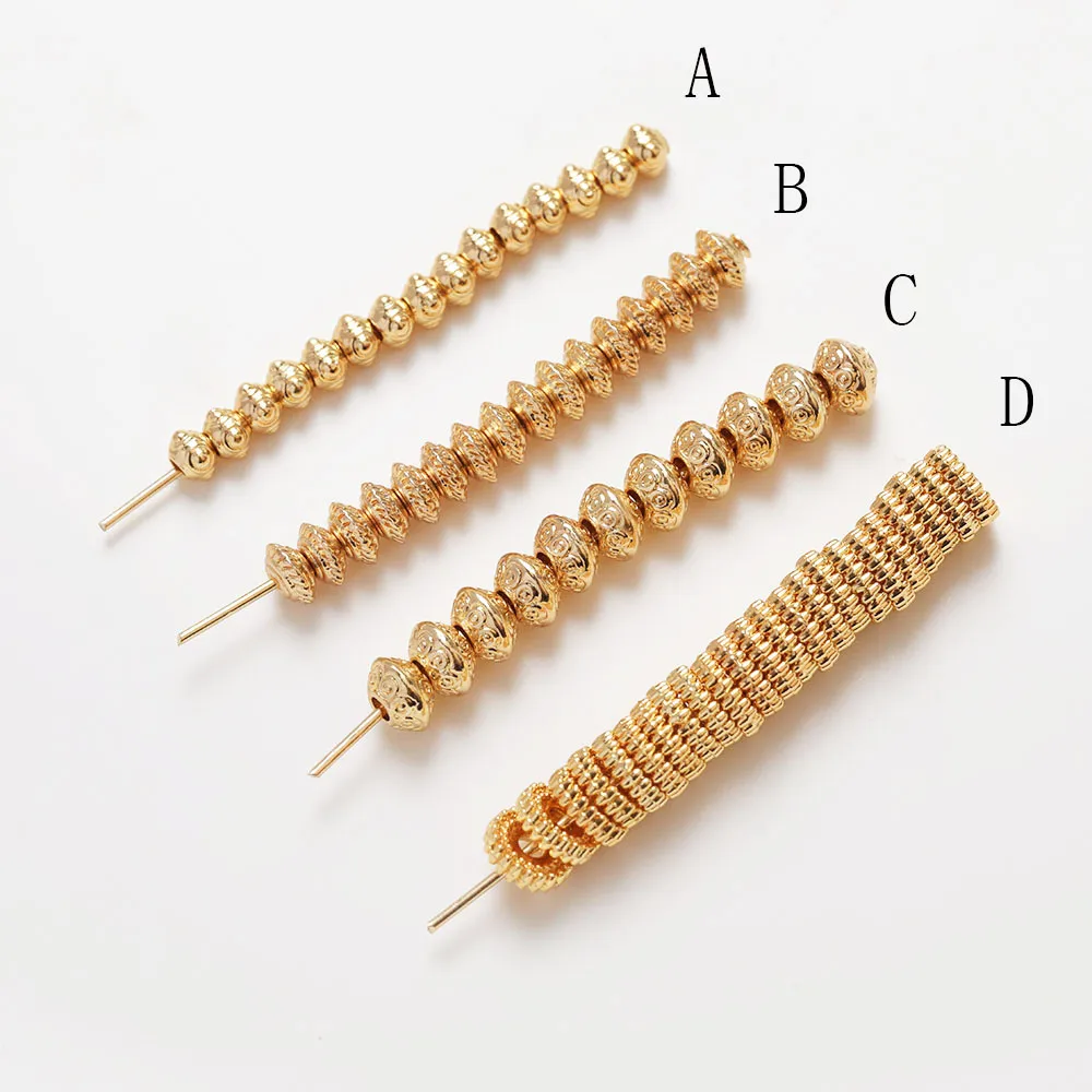 30PCS Brass Spacer Bead for Jewelry Making Bracelet Beads Findings DIY Hand Made Necklace Supplies 18k Gold Plated Accessories