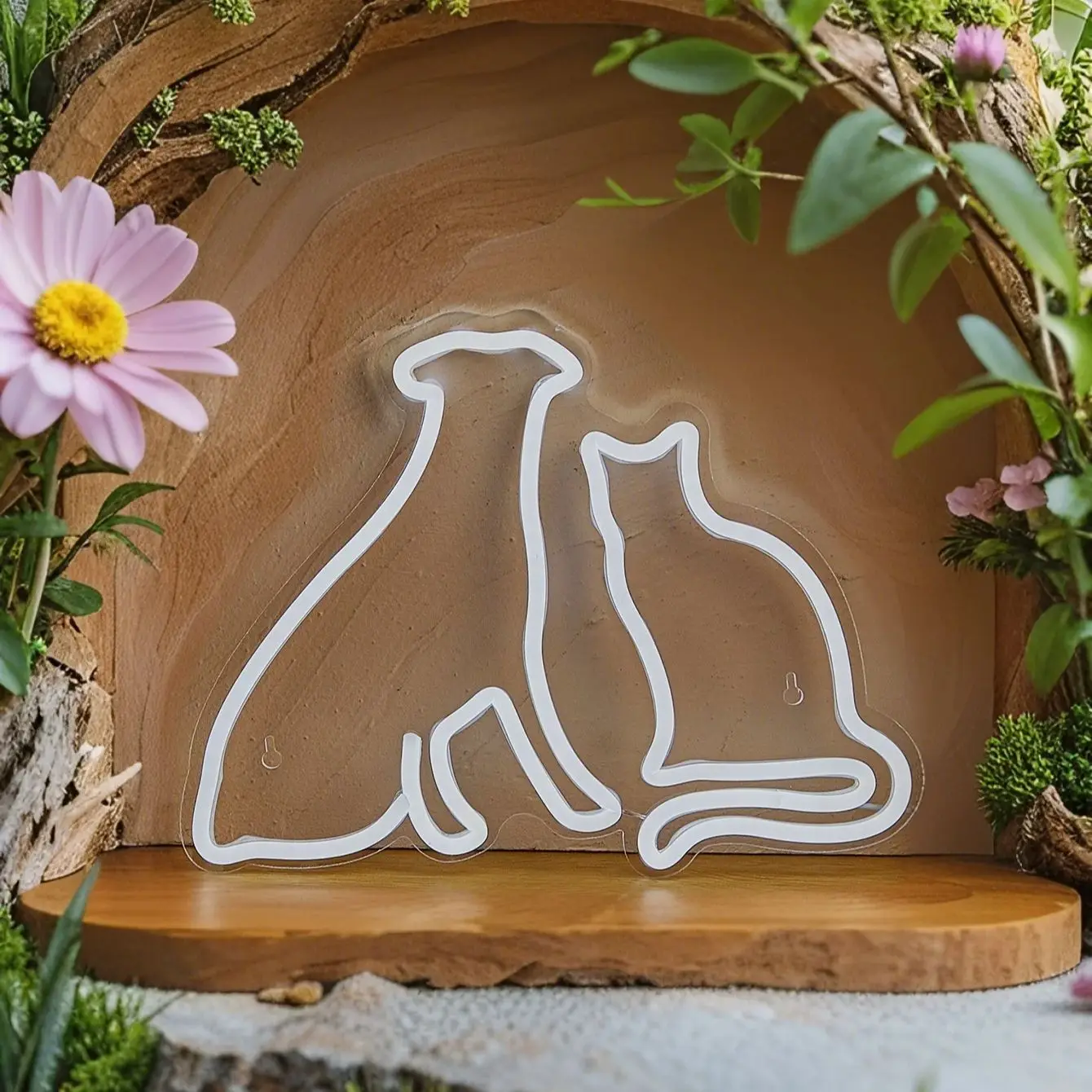 

Chi-buy LED Neon A sitting cat and dog USB Powered Neon Signs Night Light 3D Wall Art Bedroom Living Room Decor Lamp Signs