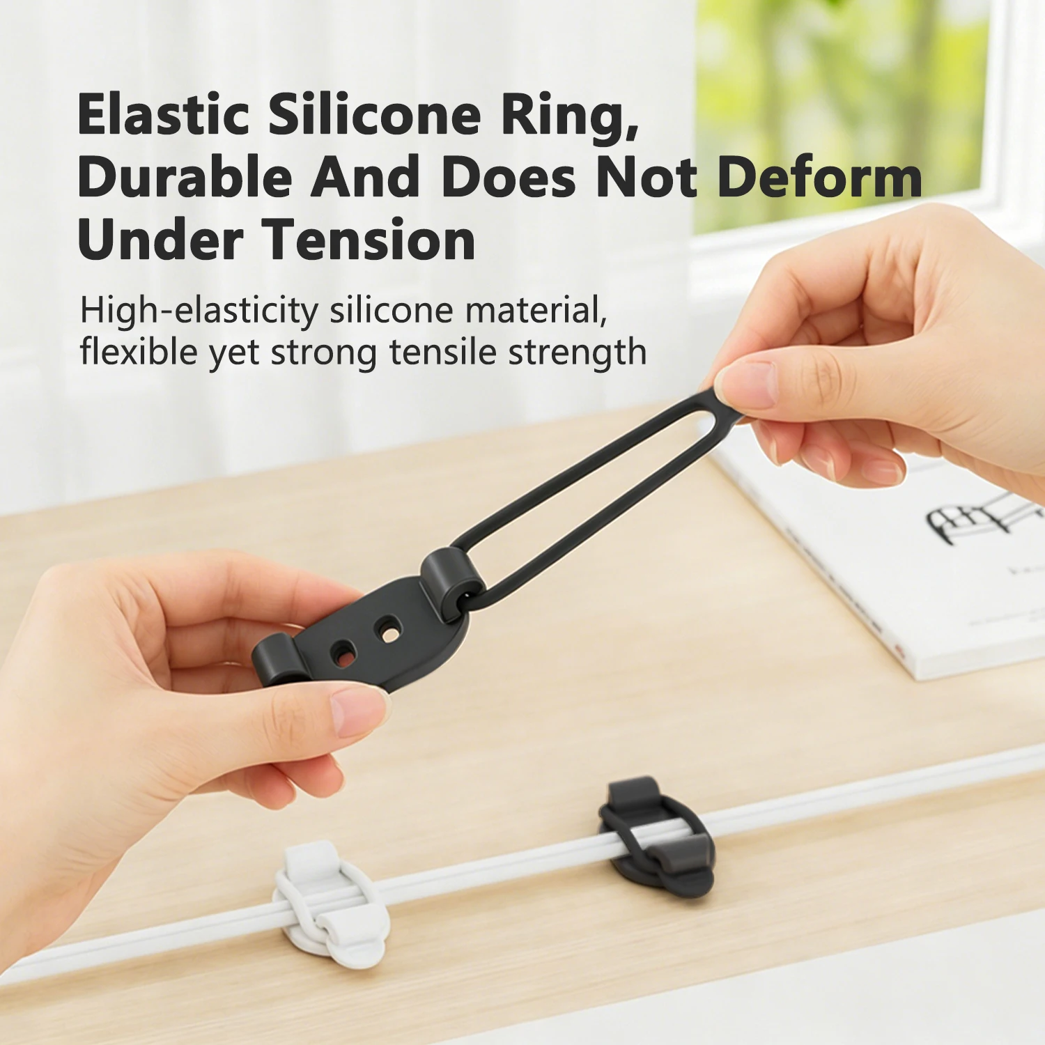Reusable Hook‑Type Silicone Cord Organizer Clips, Adhesive Base Wire Keeper, Easy Open Lock Design for easy to organize cables