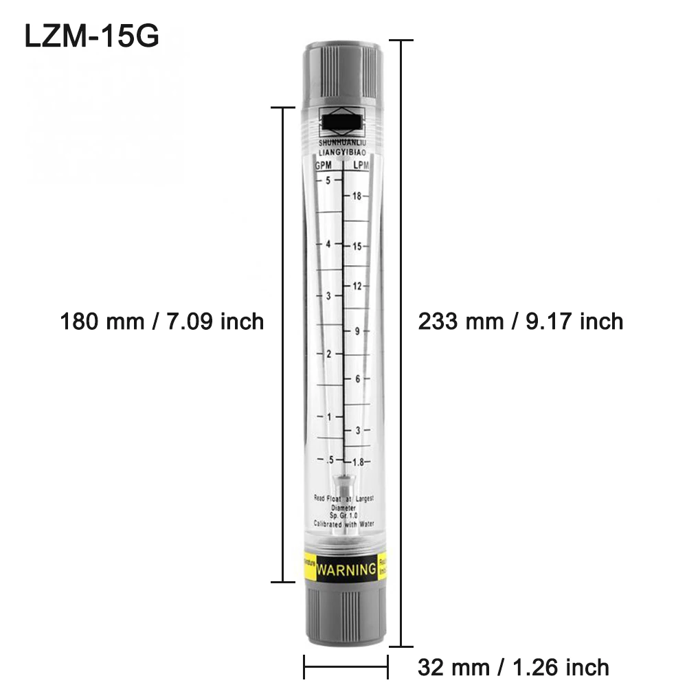 LZM-15G/LZM-20G/LZM-25G/LZM-40G/LZM-50G Cylindrical Tube Type Liquid Flowmeter 60-200 GPM & 150-750 LPM 23 Size 1\