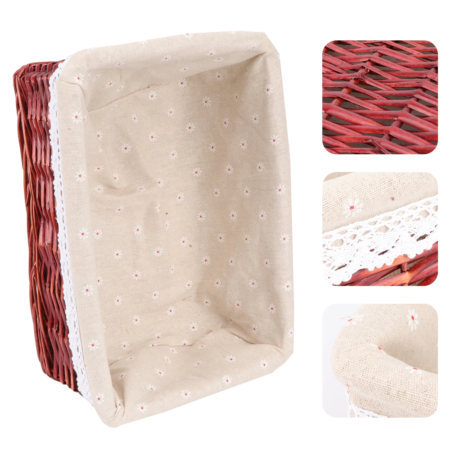 

35*25*14Cm Wicker Basket Storage Basket For Clothes Laundry Sorting Floor Use Large Capacity Fabric Lined Brown