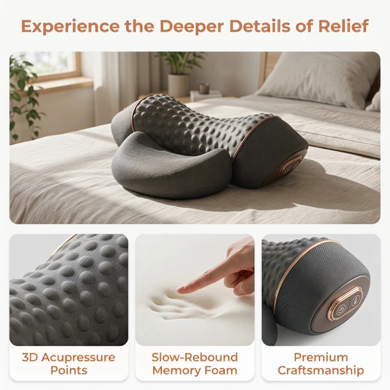 

Electric Neck Massager Cervical Pillow Hot Compress Neck Stretch Heating Vibration Neck Shoulder Massage Pillow Back Traction