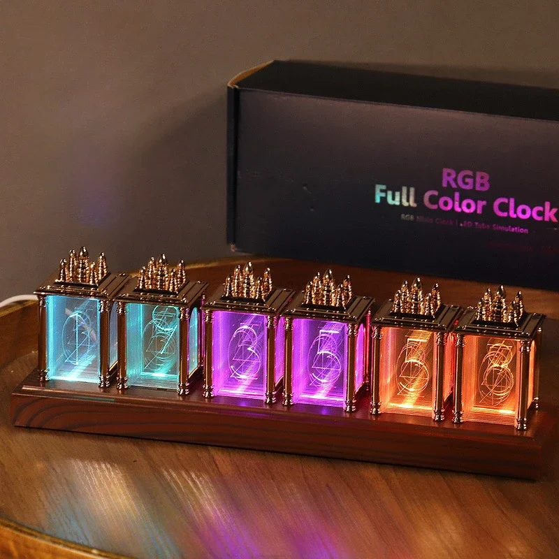 Luxury Mini Desk Clock LED Silent Retro Metal Nordic Nixie Clocks Unique Alarm Table Clock Cute Bedroom Watch Home Decoration