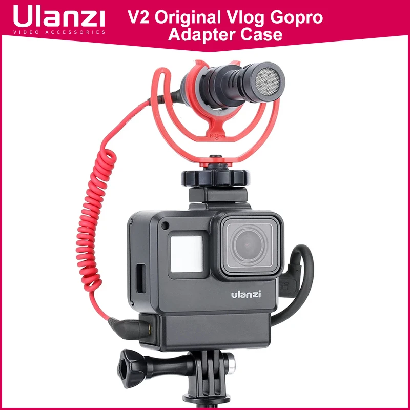 ULANZI V2 custodia adattatore originale Vlog Gopro per GoPro Hero 7 6 5 custodia in plastica con prolunga porta microfono supporto per slitta fredda