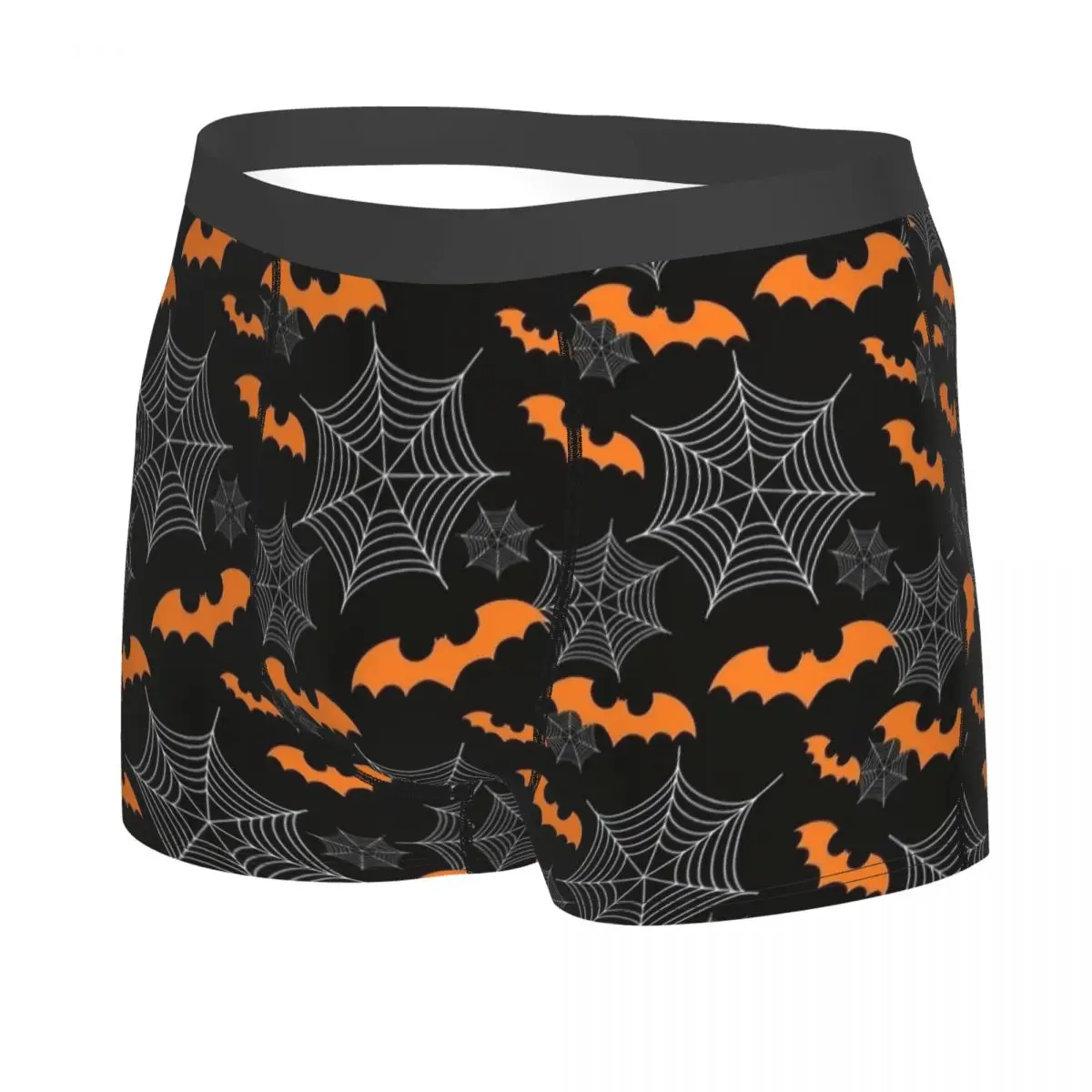 Halloween Bat Vampire Spooky Men Long Underwear Boxer Briefs Shorts Panties Funny Breathable Underpants for Homme Plus Size