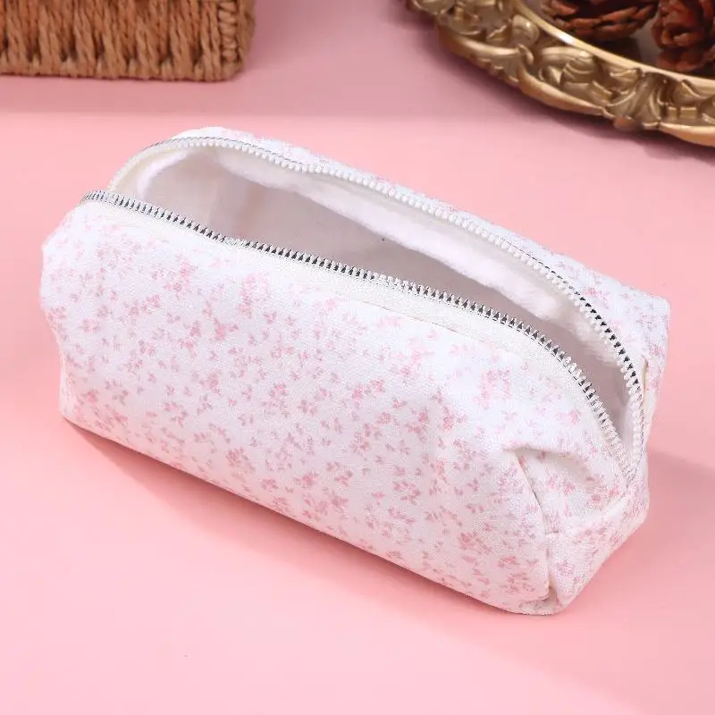 1 قطعة مقلمة زهرية صغيرة وردية سعة كبيرة حقيبة أقلام رصاص حقيبة أقلام محمولة مستحضرات التجميل المحمولة هدية لمكتب المدرسة في سن المراهقة