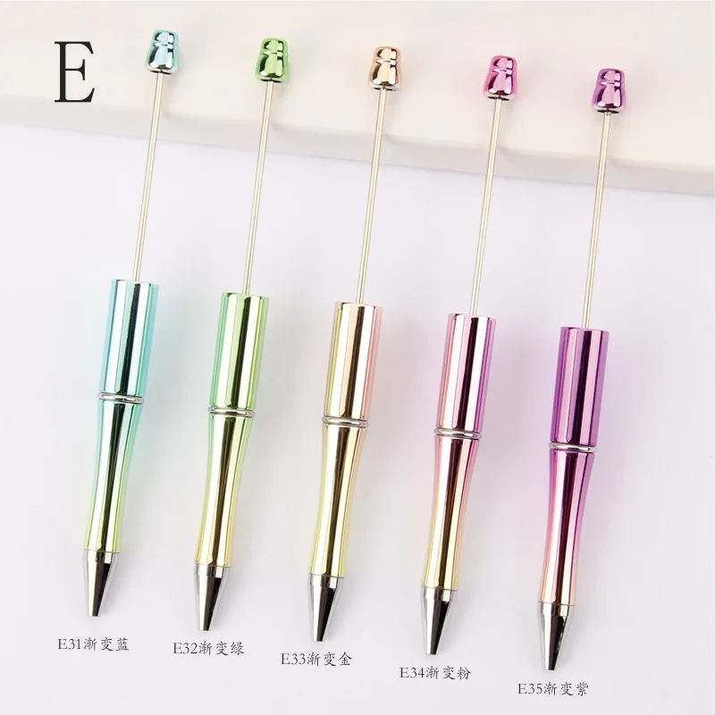 20pcs Creative Plastic Beaded Ballpoint Pen Beadable Pens Gradient Pens for Writing Back To School Stationary School Supplies