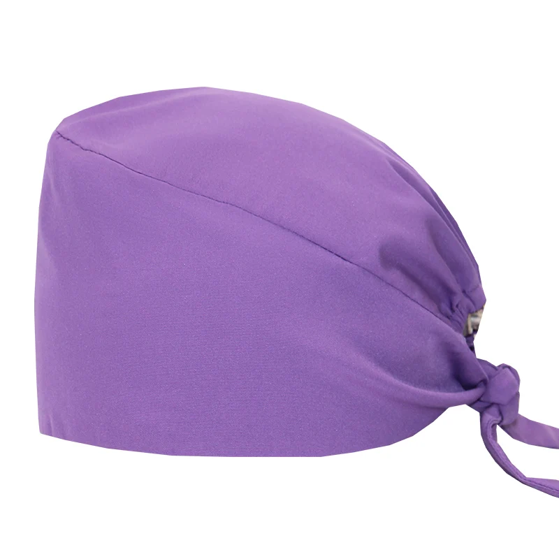Micro Stretch Women\'s Medical Scrub Cap Adjustable Dentist Vet Nurse Work Cap Surgical Hat with Button Health Service Work Hat