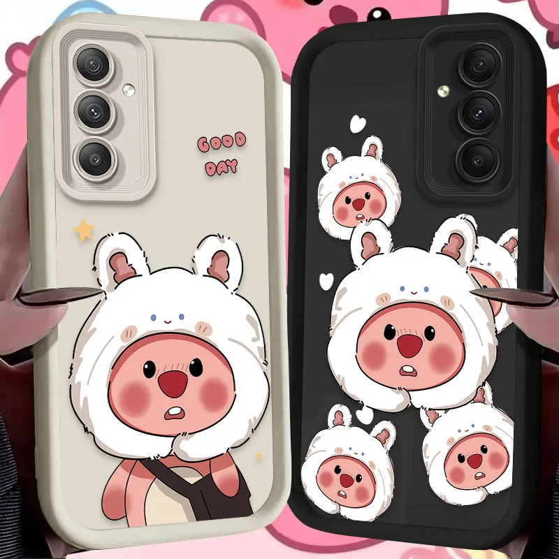 Cartoon Cute Little Beaver L-Loopy Case for Samsung Galaxy S25 S24 S23 Ultra S22 S21 Plus FE 5G A54 A34 A14 A73 A53 A33 5G Cover