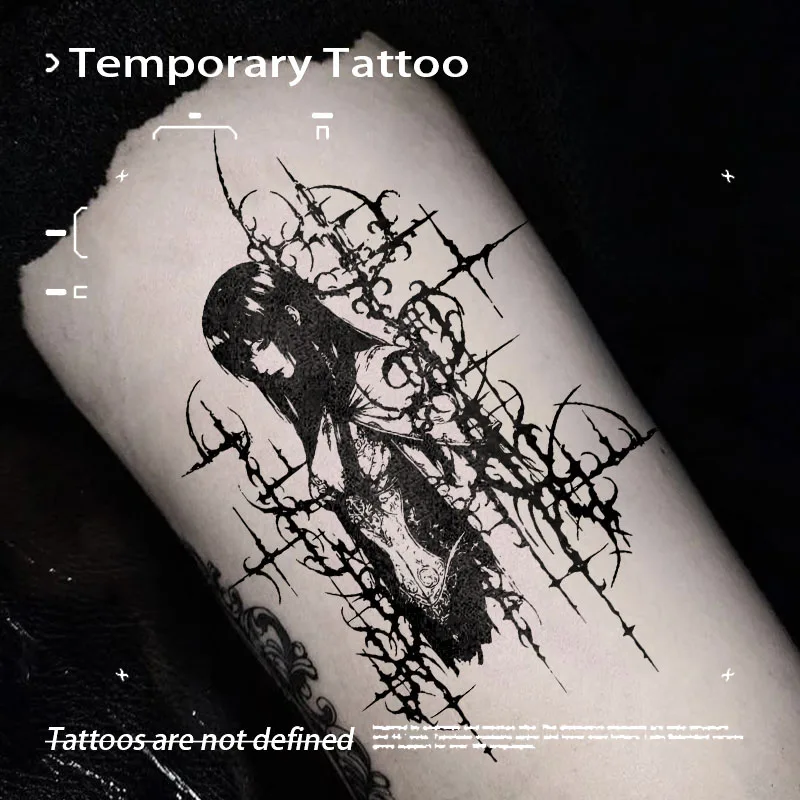 

American Gothic Dark Witch Herbal Tattoo Sticker Sexy Hot Girl Temporary Tattoo Waterproof Fake Tattoo for Women Party Gift Y2k