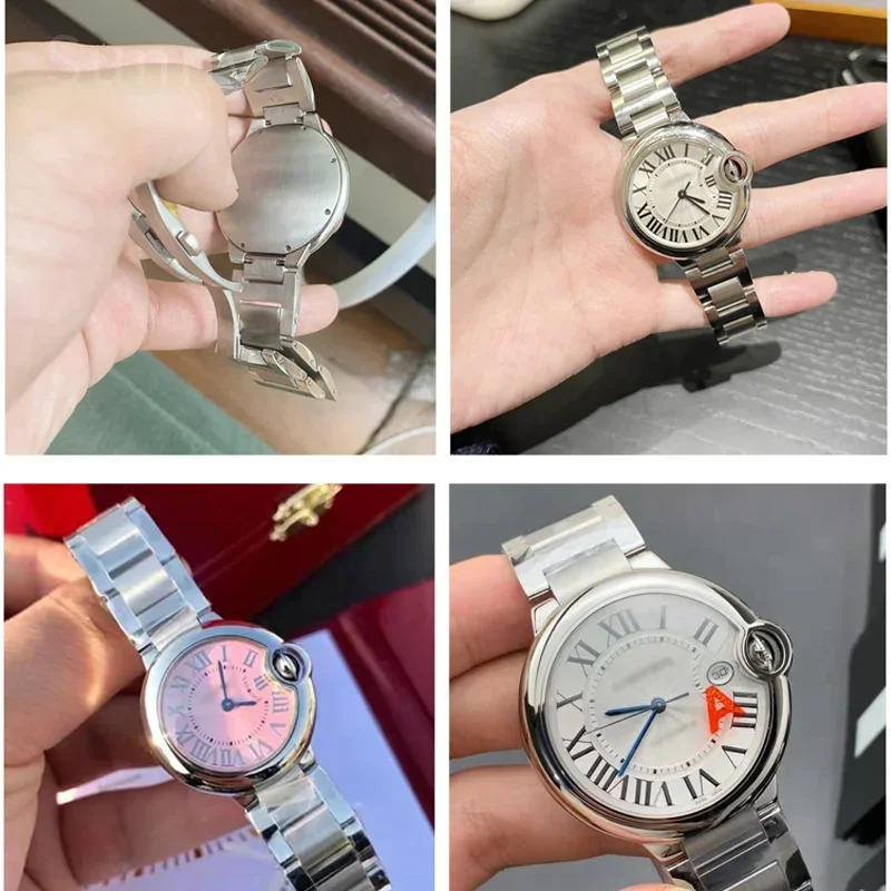 الفولاذ المقاوم للصدأ حزام ساعة اليد لكارتييه الأزرق بالون اليد الرجال النساء حزام ناقل من الفولاذ أثار الفم حزام الساعات الملحقات 14.22 مللي متر #4