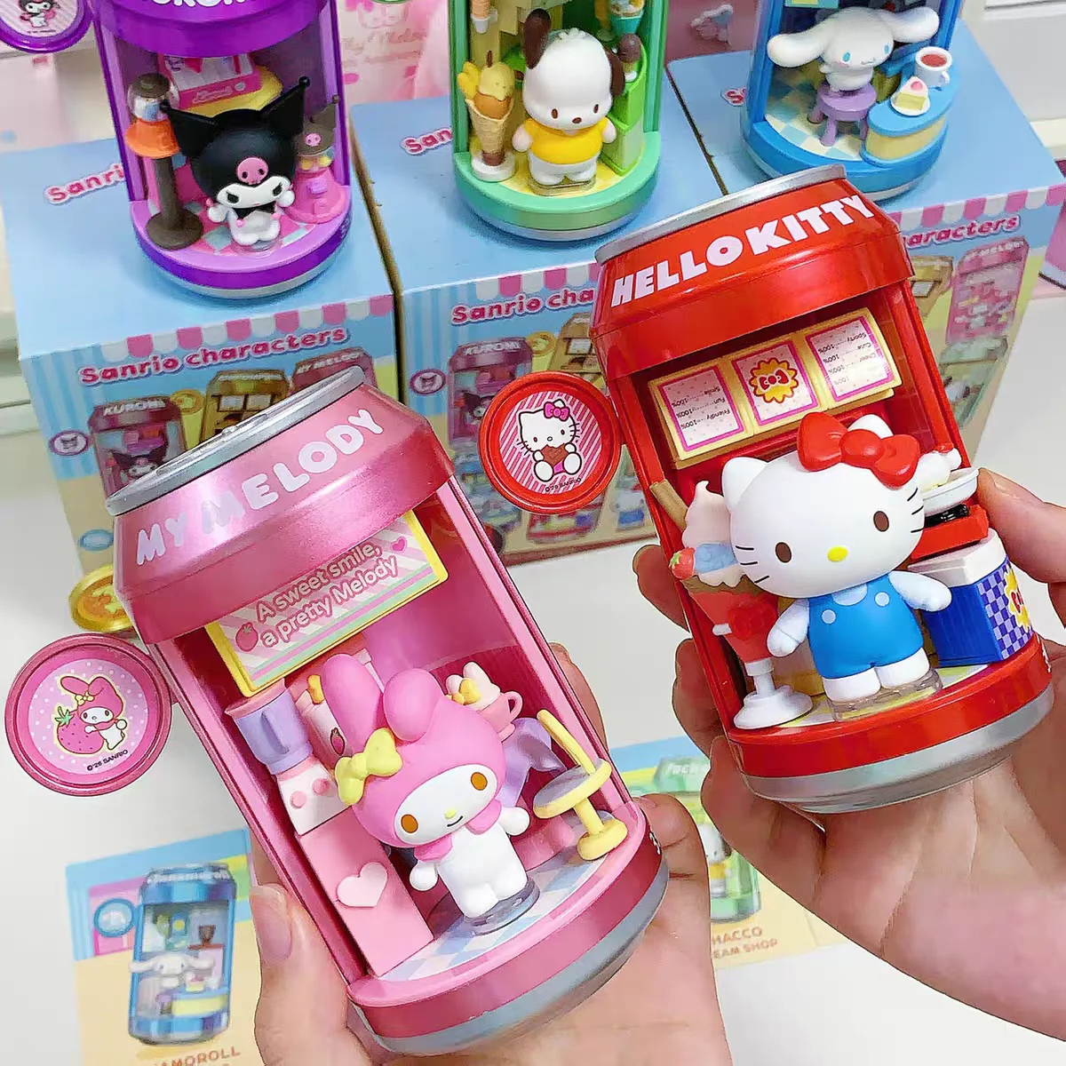 In Stock Original Sanrio Blind Box Soda Can Dessert Shop Series Genuine Creative Lighted Ornament Collectible Toys Gifts view 3
