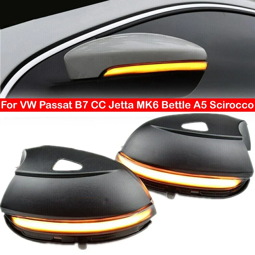 For VW Passat B7 CC Jetta MK6 Bettle A5 Scirocco Car Dynamic LED Turn Signal Light Side Mirror Sequential Parking Lamp Blinker