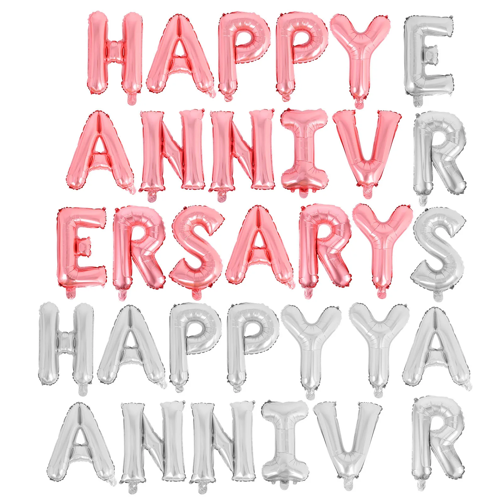 مجموعتان من بالونات الذكرى السعيدة من رقائق الألومنيوم لتزيين حروف حفلات الزفاف والاحتفال بالونات مجموعة زينة الذكرى السنوية