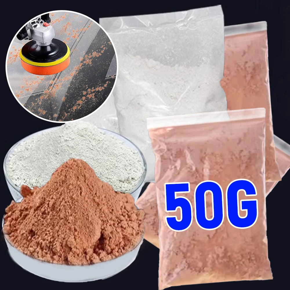 Polvo de esmalte de vidrio para coche, 50g, pulido de ventana de coche, polvo de espejo, eliminación de vidrio, herramienta de reparación rara compuesta, accesorios, cuidado de automóviles