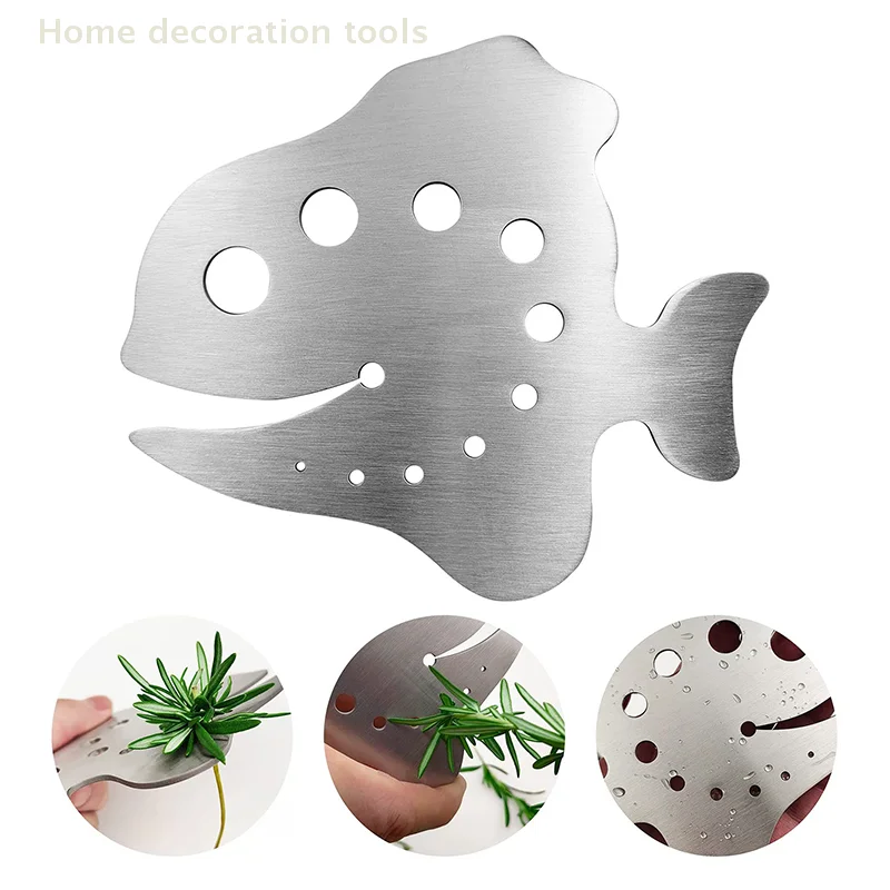 Овощечистка для трав из нержавеющей стали, кухонный гаджет для очистки трав от капусты, инструмент для очистки листьев тимьяна с 11 отверстиями для легкой зачистки