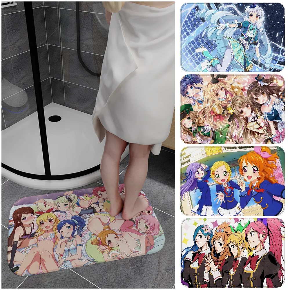 Aikatsu Bathroom Mat Anti-slip Absorb Water Long Strip Cushion Bedroon Mat Welcome Doormat