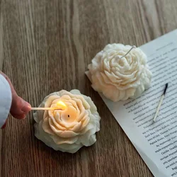 1PCS  Peony Flower Shape Scented Aromatic Candles Paraffin Wax Aromatic Candle Wedding Gift Party Home Decoration Cute Candles