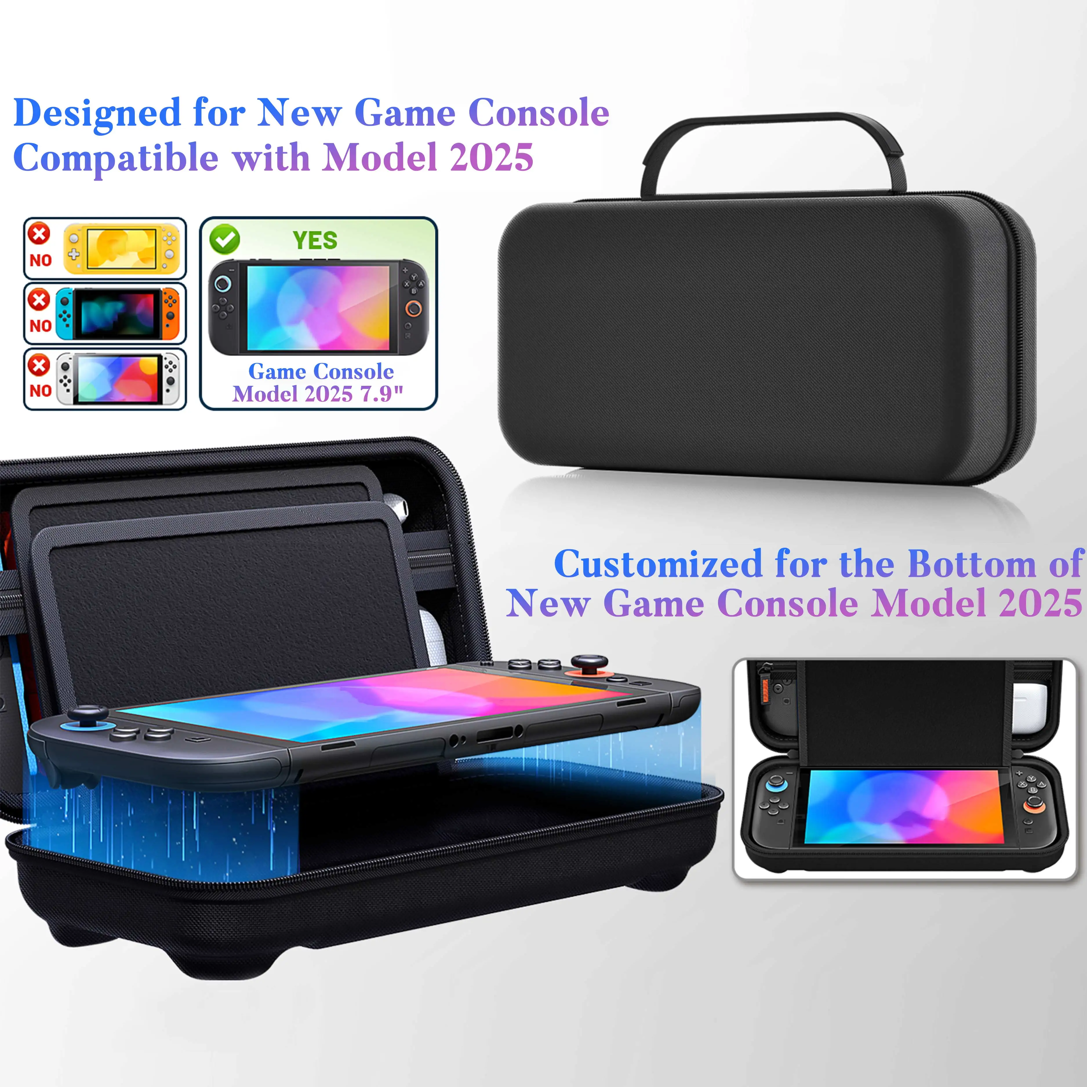 Hard Shell Game Console Carrying Case Compatible with for NS 2, 24 Game Cartridge Slots, Portable Travel Protective Storage Pouc