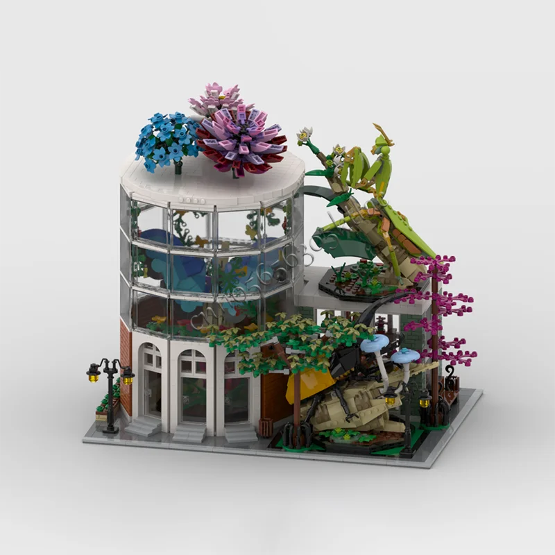 2370 pçs moc luxo o inseto & museu botânico modelo modular arquitetura bloco de construção diy educação montagem crianças brinquedos presentes