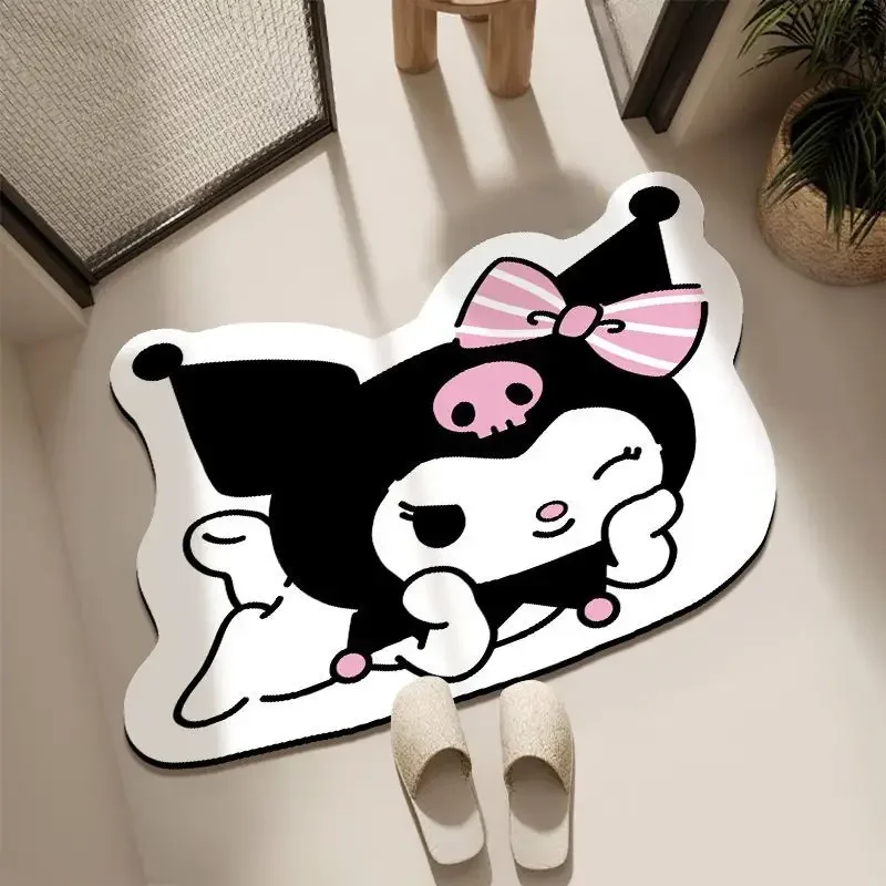 Sanrio Kuromi Cartoon Bathroom Floor Mat 60X90CM Diatom Mud Bathroom Absorbent Pad Soft Rubber Toilet Anti-skid Mats