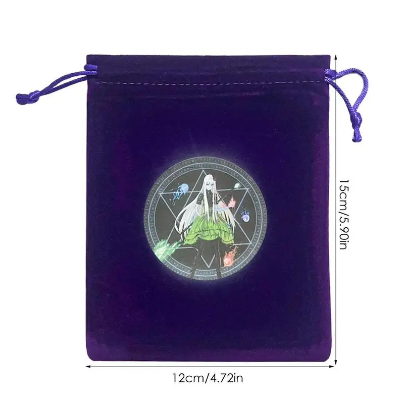 Portable Drawstring Jewelry Pouch Tarot Card Holder Purple Velvet Drawstring Bag Tarot Card Dice Storage Bag 12x15cm