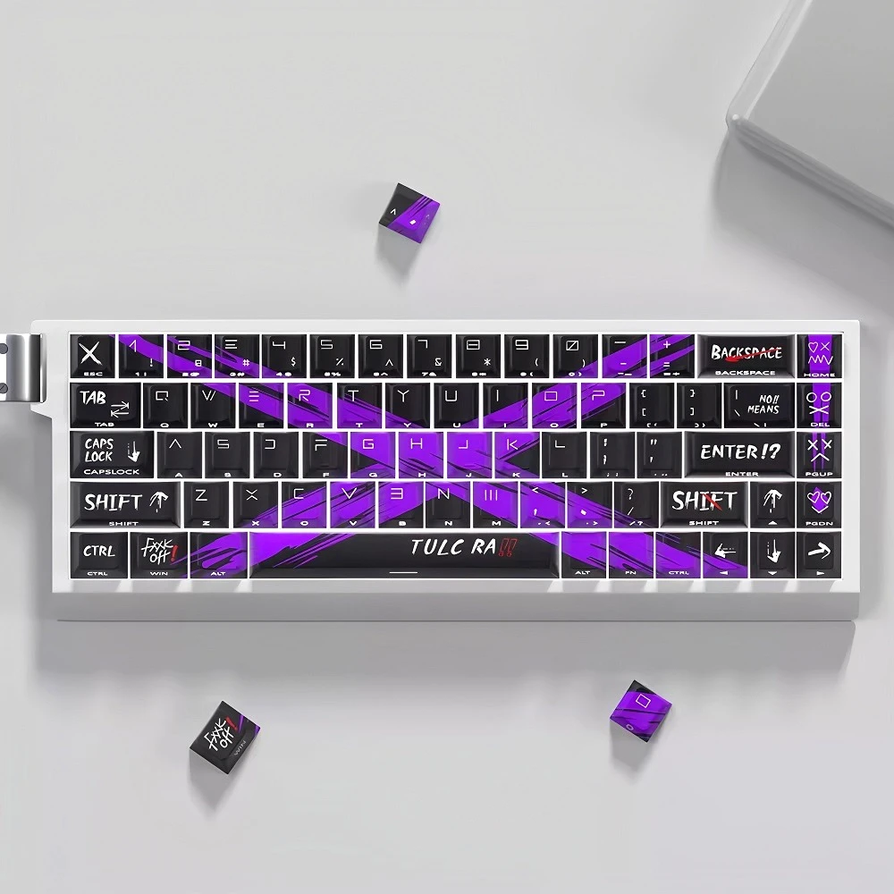 

X Theme Keycap Cherry Profile PBT Material Side Engraved Transparent Keycap 74 Keys Suitable for 61/65/68 Mechanical Keyboard