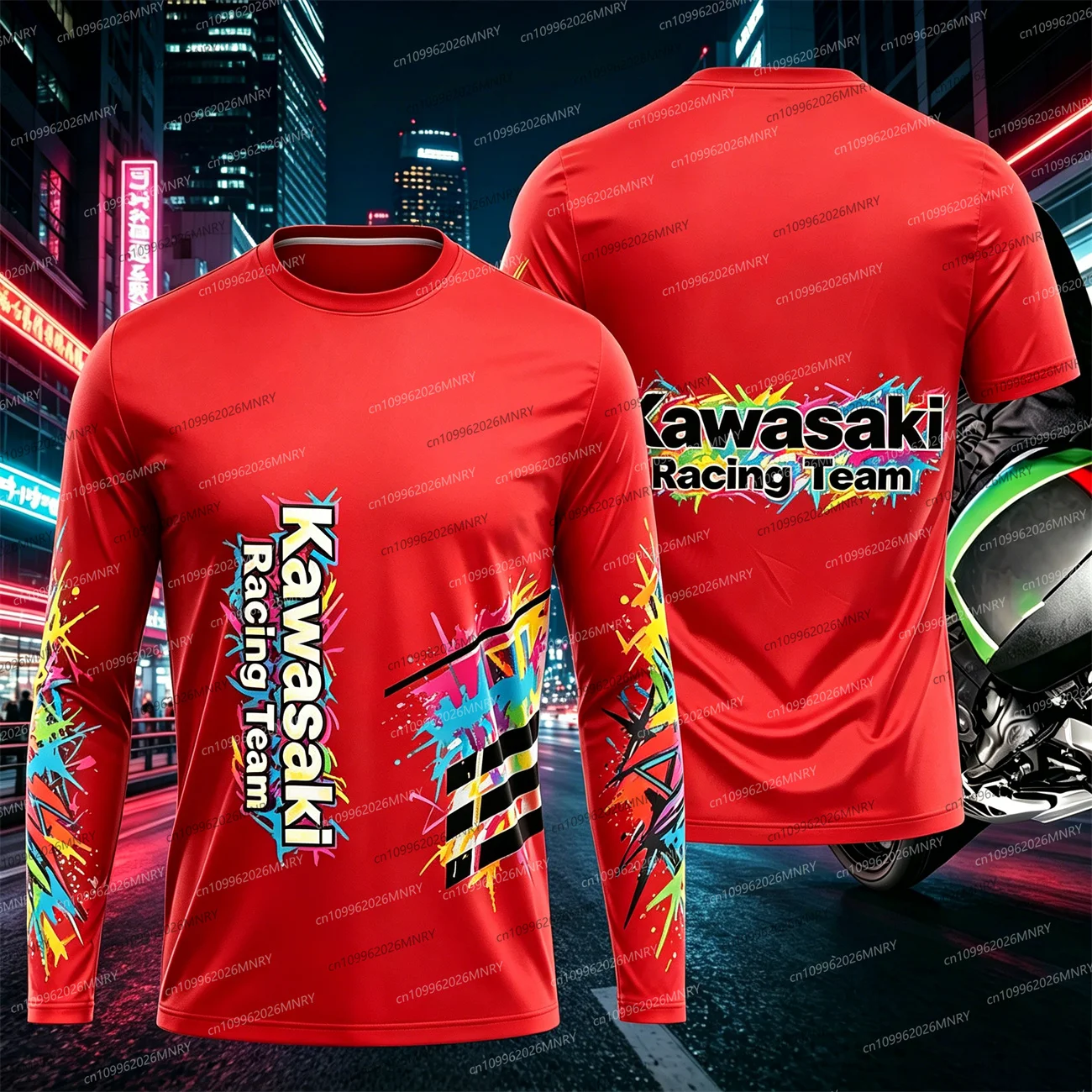 

Kawasaki Motocross t shirt for man men long-sleeve t-shirts Quick Drying Cycling Suit Women Oversized tshirt Sports Sleeved Top