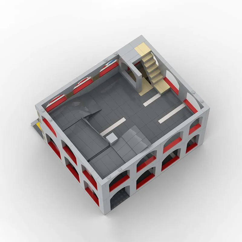 1213PCS Modular Small Car Parking Garage MOC DIY Model Building Blocks – Automated Vehicle Stacker