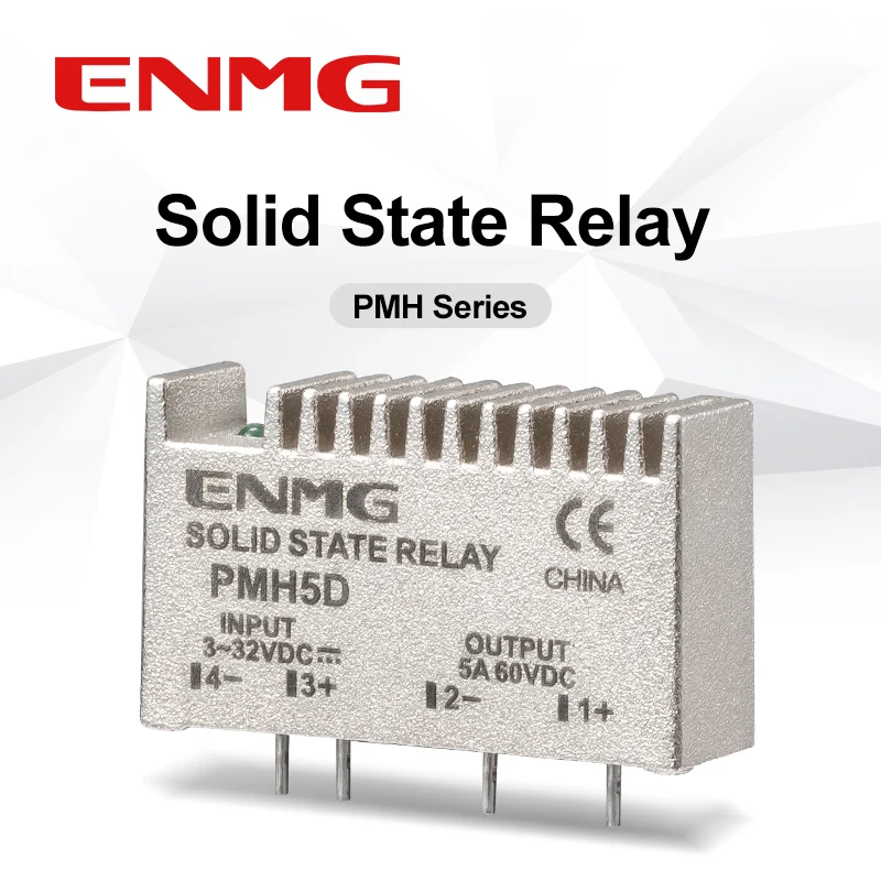 ENMG 3-32V DC 5A Pin Solid State Relay PMH5D DC to DC PCB Plug-in Cast Aluminum Enhanced Heat Dissipation with Working Status In