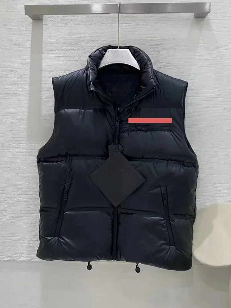 Black Puffer Vest Autumn Winter Mens Stand Collar Hidden Hood Waterproof Duck Down Vest Bodywarmer Sleeveless Duck Jacket ZN162