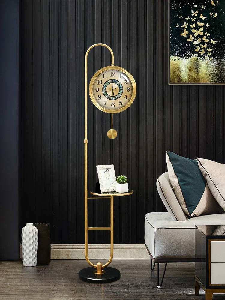 Pure copper floor-to-ceiling clocks, living room, European-style household light luxury, high-end atmospheric decoration, vill