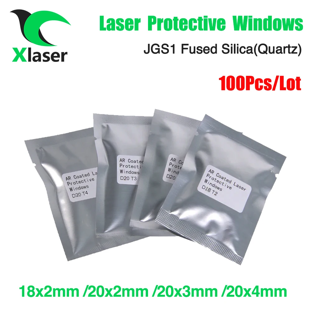 

XLaser 100Pcs/Lot Laser Welding Protective Windows 18*2/20*2/20*3/20*4mm For CQWY Sup WSX QiLin HanWei Welding Head 1064nm