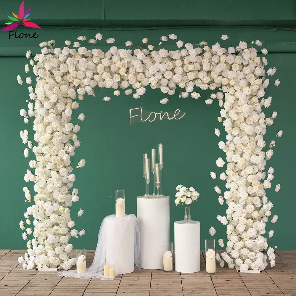 Wedding Backdrop Flower Arch Sztuczne Kwiaty Arrangement Decoration High-end Milk White Rose Fleur Artificielle Mariage HY2434