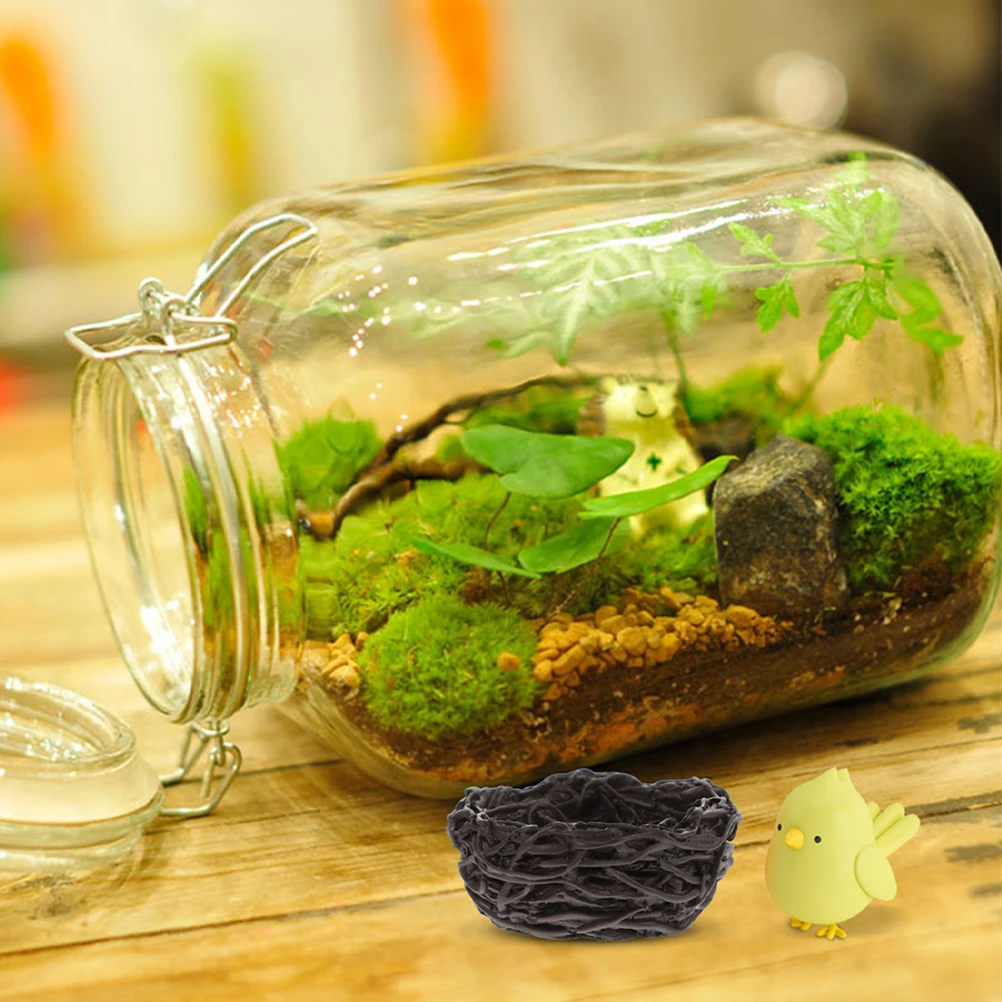 

12pcs Simulated Bird's Nest Miniature L Accessory naments Home Crafts Balcony Yard Garden Decor Resin Durable