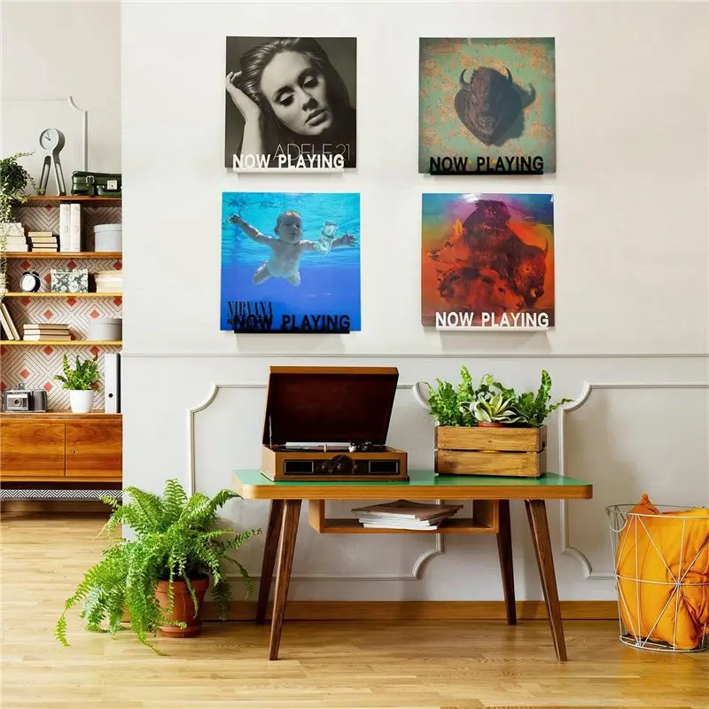 AT84 – Wandmontierter CD-Schallplattenständer, jetzt spielendes Acryl-Vinyl-Schallplattenregal für Heimdekoration, weiß, einfache Installation