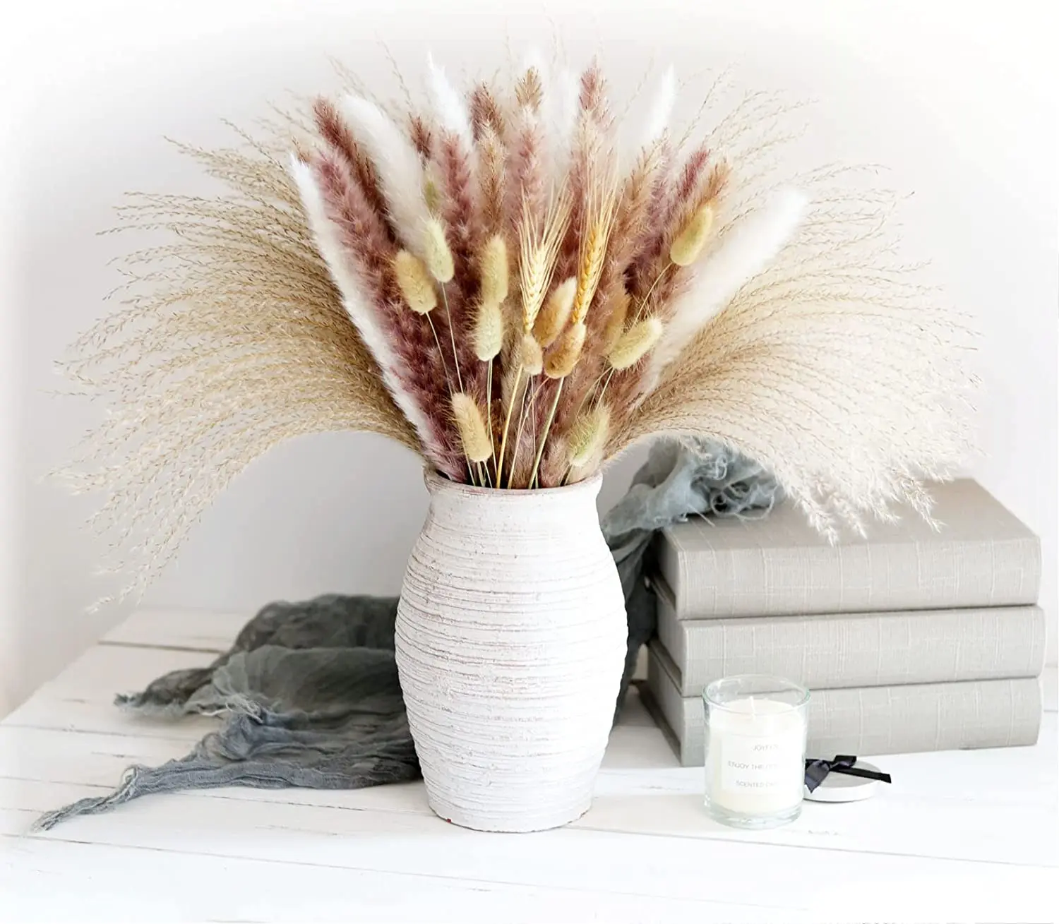 

67 PCS Dried Pampas Grass ,Contains Bunny Tails Dried Flowers,Reed Grass Bouquet for Wedding Boho Flowers Home Table Decor