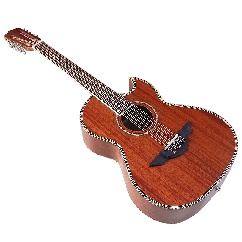 Guitarra acústica eléctrica de 41 pulgadas, 10 cuerdas, Color marrón, acabado mate, guitarra popular, diseño de ángulo afilado con cabeza clásica con defecto
