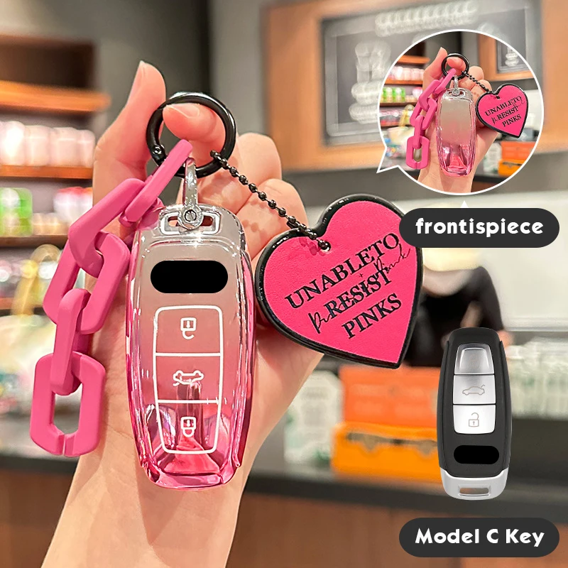 

Sakura Pink Tpu Key Case for Audi A6 A7 A8 C8 Q8 D5 E-Tron Protector Cover Remote Smart Car Keyless KEY Cover Fob Accessories