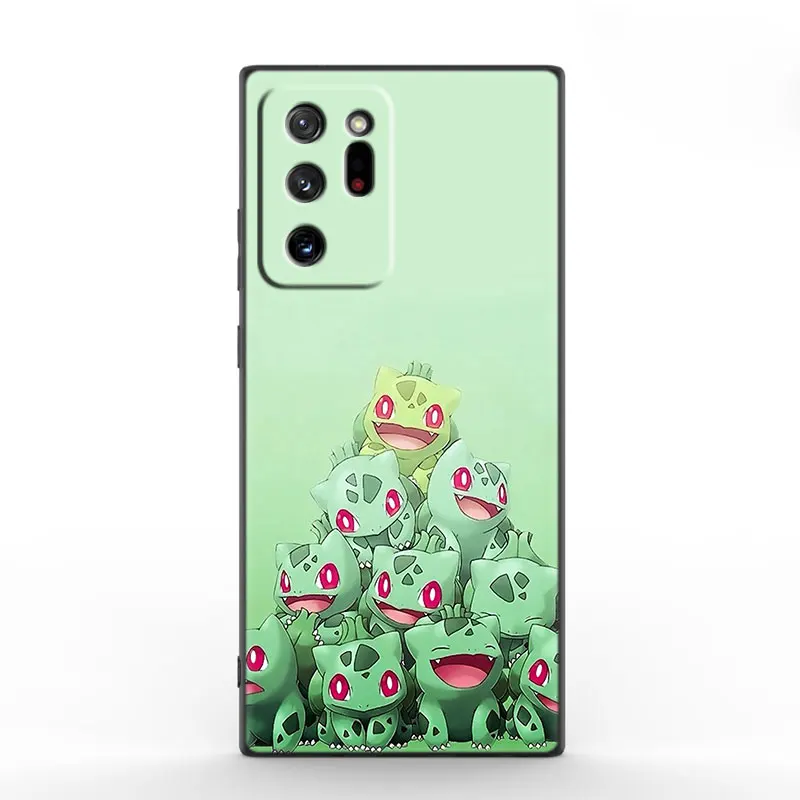 Cute Bulbasaur Black Case For Samsung Galaxy M14 M13 M12 M54 M53 M52 M33 M04 M23 Note 10 Plus 20 Ultra A6 A7 2018 A5 2017 Cover