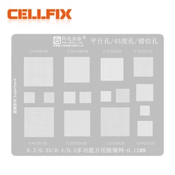 Amaoe Multi-Function Universal BGA Reballing Stencil 0.3 0.35 0.4 0.5 Parallel 45 Degree Hole Misaligned For Tin planting Repair